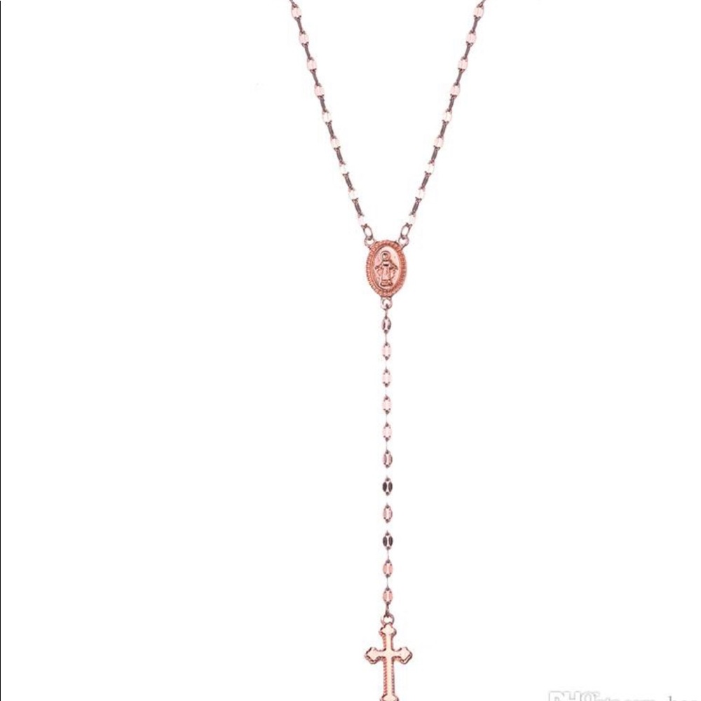 Rose Gold Fashion Rosary Necklace
